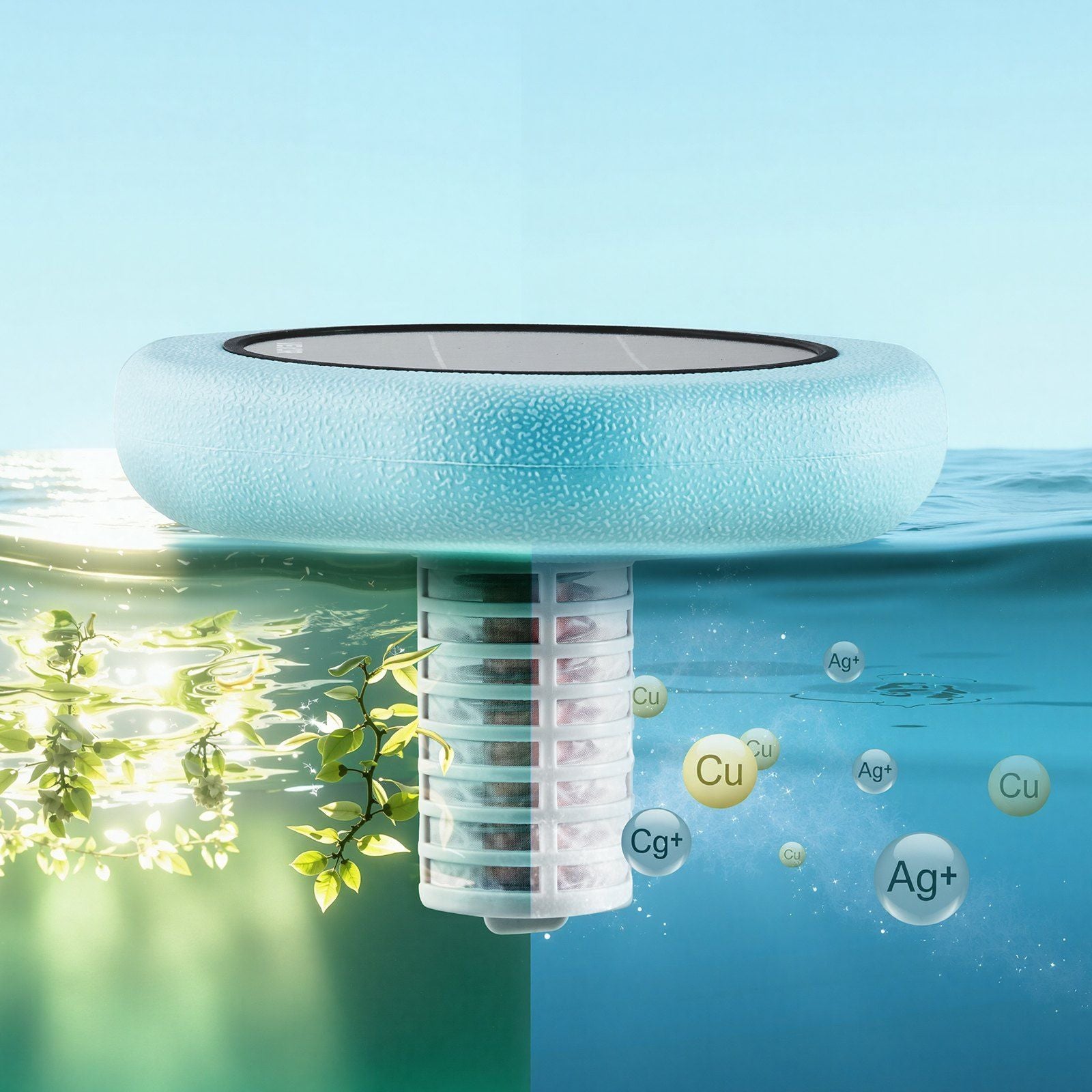Solar Pool Ionizer, Hexagon Copper Pool Ionizer Up to 170343 L, Floating Automatic Water Cleaner and V952-TYNYCLZFSQDHDJNV9001V0