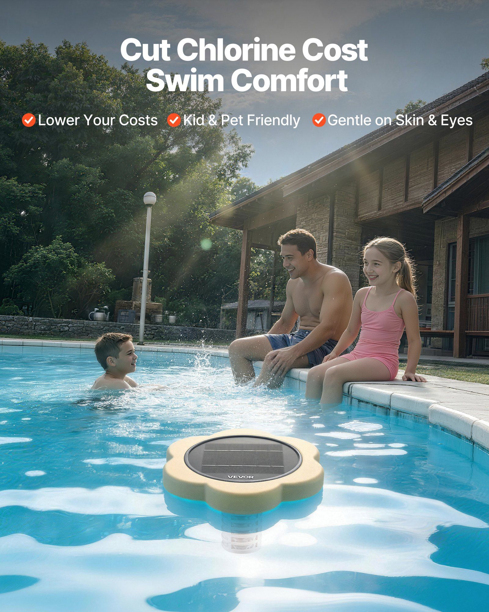 Solar Pool Ionizer, Petal Copper Pool Ionizer Up to 170343 L, Floating Automatic Water Cleaner and Purifier, V952-TYNYCLZFSQDHQ59ZZ001V0