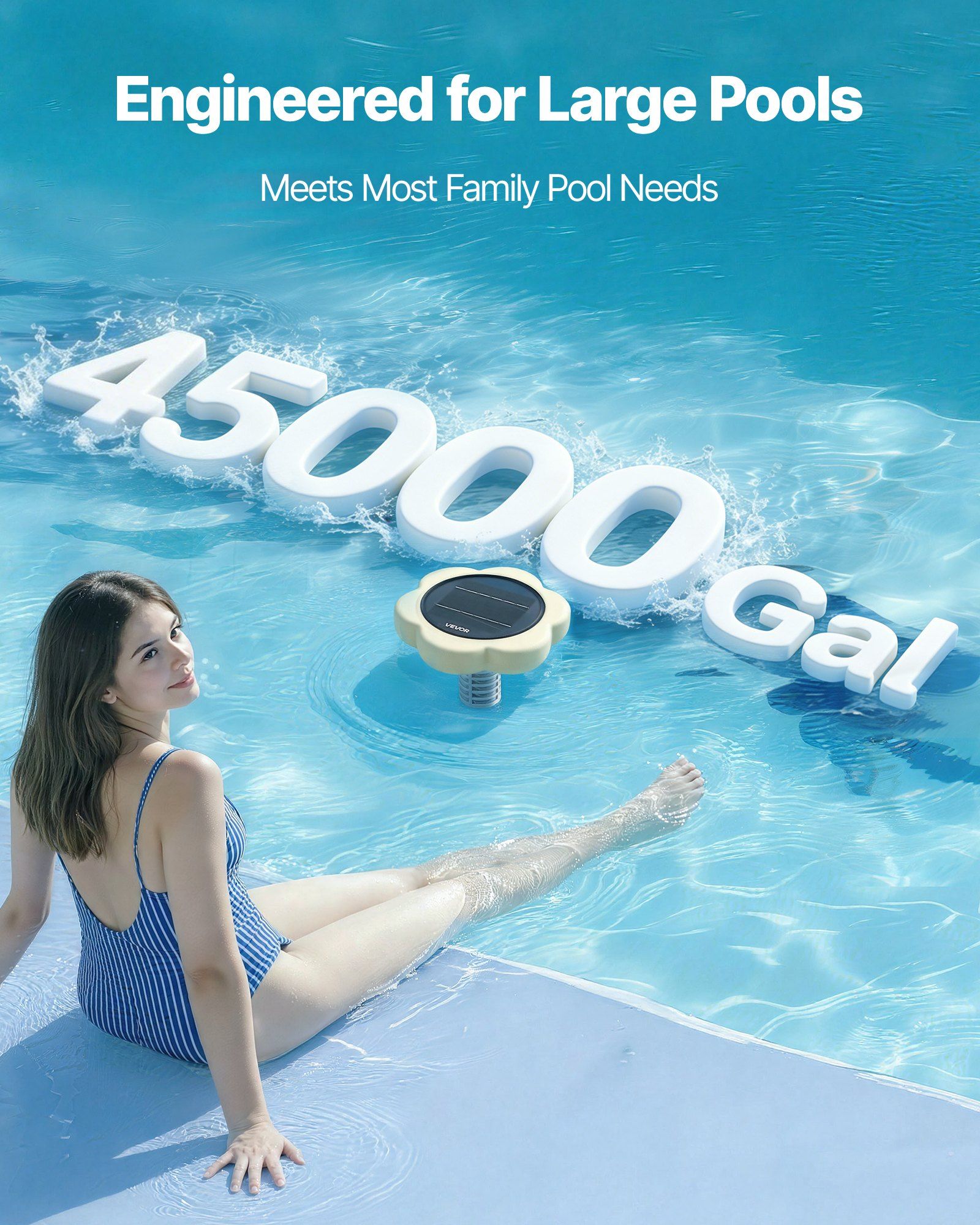 Solar Pool Ionizer, Petal Copper Pool Ionizer Up to 170343 L, Floating Automatic Water Cleaner and Purifier, V952-TYNYCLZFSQDHQ59ZZ001V0