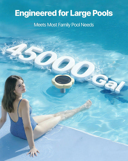 Solar Pool Ionizer, Petal Copper Pool Ionizer Up to 170343 L, Floating Automatic Water Cleaner and Purifier, V952-TYNYCLZFSQDHQ59ZZ001V0