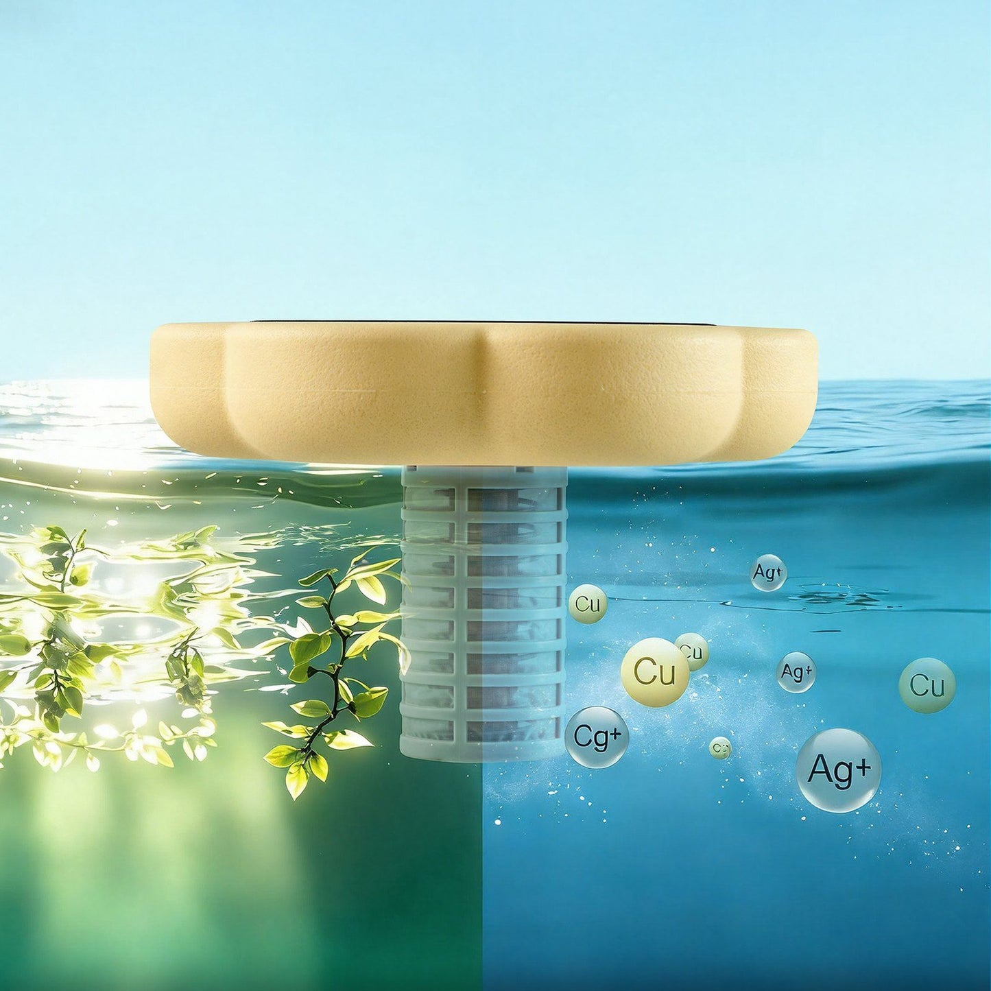 Solar Pool Ionizer, Petal Copper Pool Ionizer Up to 170343 L, Floating Automatic Water Cleaner and Purifier, V952-TYNYCLZFSQDHQ59ZZ001V0