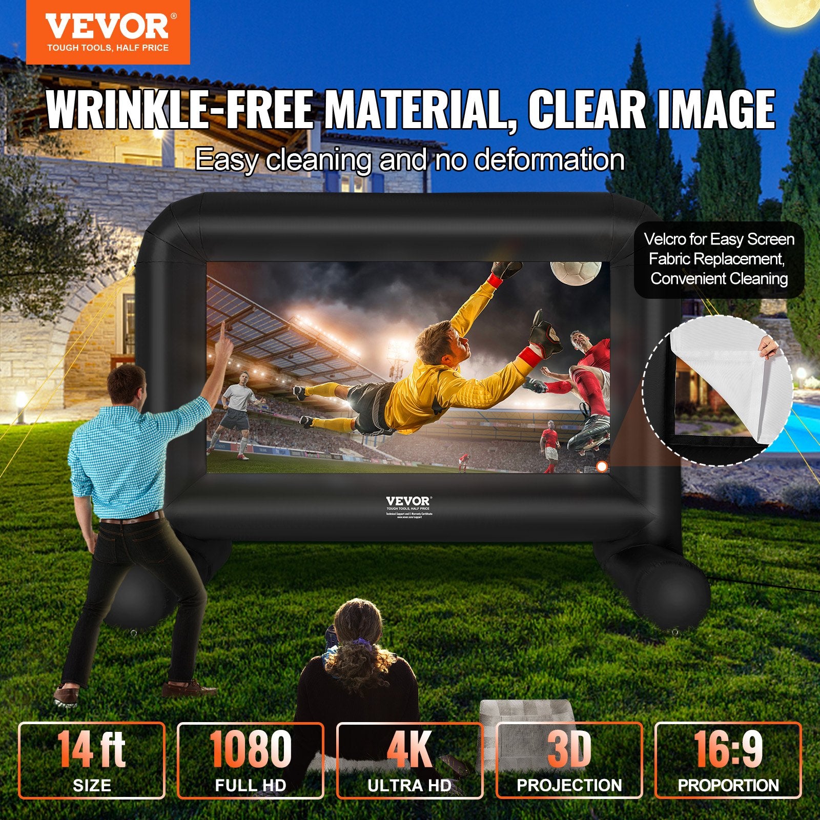 Inflatable Movie Screen, 14 FT Inflatable Projector Screen for Outside with Blower and Carrying Bag, V952-TYPM20CQSCQSN09WYV3