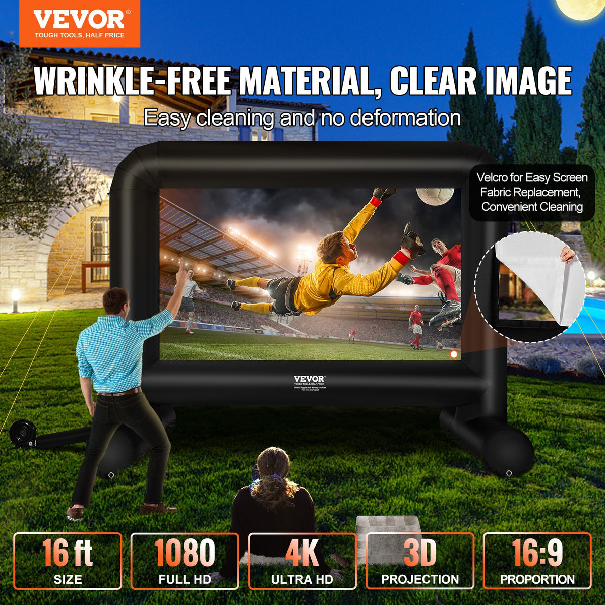 Inflatable Movie Screen, 16 FT Inflatable Projector Screen for Outside with Blower and Carrying Bag, V952-TYPM20CQSCQSRCERLV3