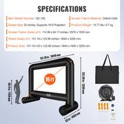 Inflatable Movie Screen, 16 FT Inflatable Projector Screen for Outside with Blower and Carrying Bag, V952-TYPM20CQSCQSRCERLV3