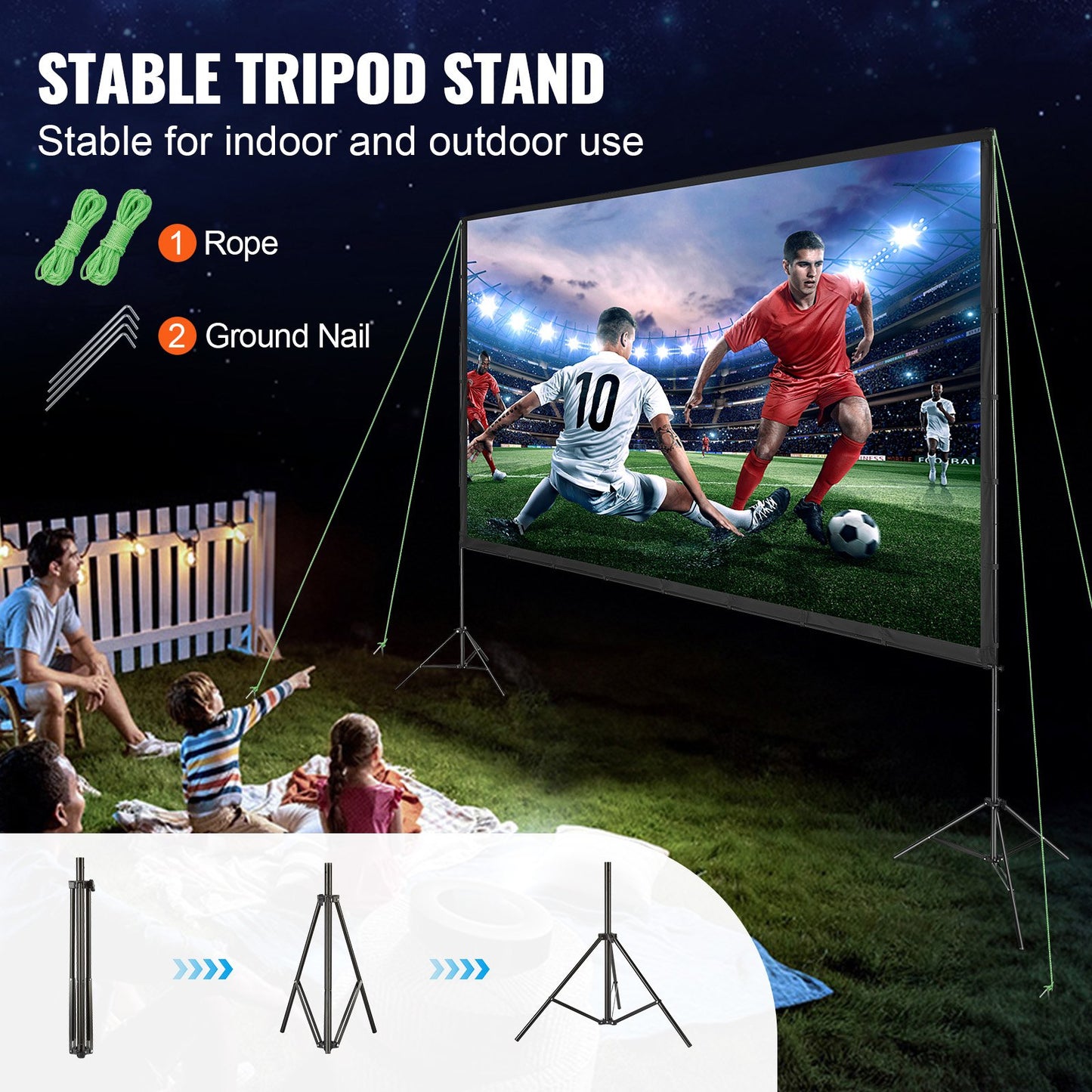 Projector Screen with Stand, 150 inch 16:9 4K 1080 HD Outdoor Movie Screen with Stand, Wrinkle-Free V952-TYPM20ZJSLJ18YCEZV0