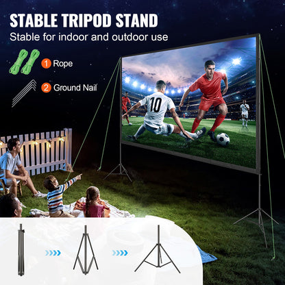 Projector Screen with Stand, 150 inch 16:9 4K 1080 HD Outdoor Movie Screen with Stand, Wrinkle-Free V952-TYPM20ZJSLJ18YCEZV0