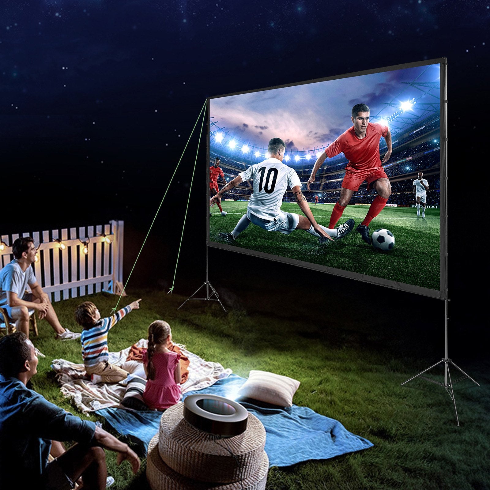 Projector Screen with Stand, 150 inch 16:9 4K 1080 HD Outdoor Movie Screen with Stand, Wrinkle-Free V952-TYPM20ZJSLJ18YCEZV0