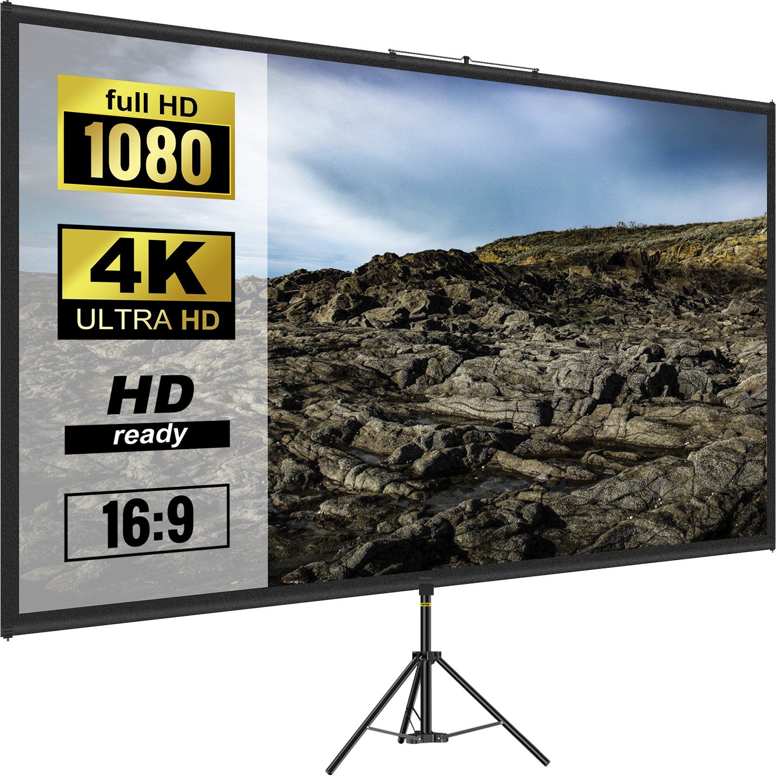 Tripod Projector Screen with Stand 100inch 16:9 4K HD Projection Screen Stand Wrinkle-Free Height Adjustable V952-TYPMDZC10016968W7V0