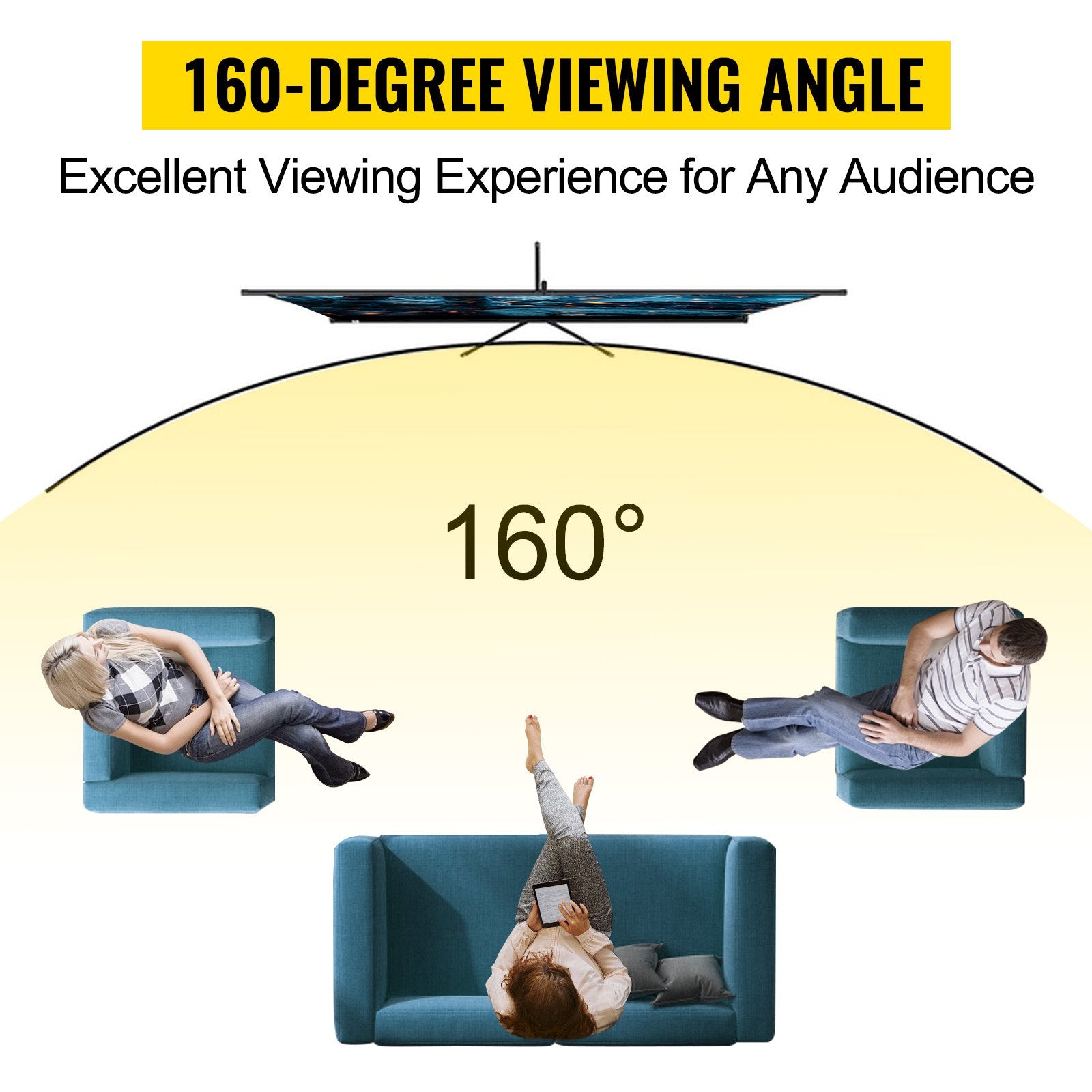 Tripod Projector Screen with Stand 100inch 16:9 4K HD Projection Screen Stand Wrinkle-Free Height Adjustable V952-TYPMDZC10016968W7V0
