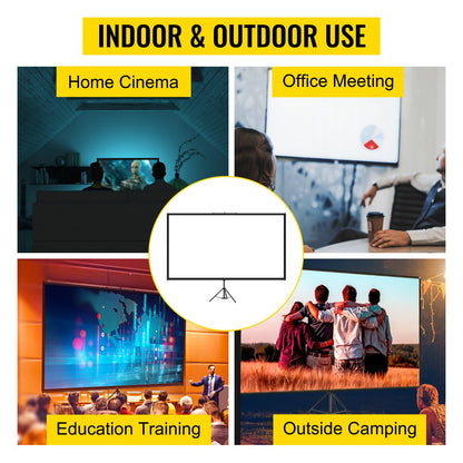Tripod Projector Screen with Stand 100inch 16:9 4K HD Projection Screen Stand Wrinkle-Free Height Adjustable V952-TYPMDZC10016968W7V0