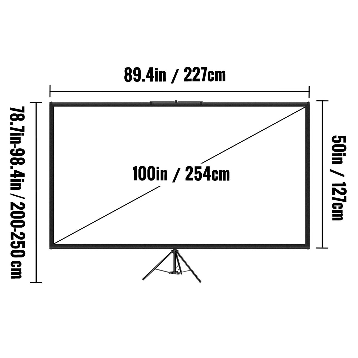 Tripod Projector Screen with Stand 100inch 16:9 4K HD Projection Screen Stand Wrinkle-Free Height Adjustable V952-TYPMDZC10016968W7V0