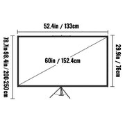 Tripod Projector Screen with Stand 60 inch 16:9 4K HD Projection Screen Stand Wrinkle-Free Height Adjustable V952-TYPMDZCY60169TJZJV0