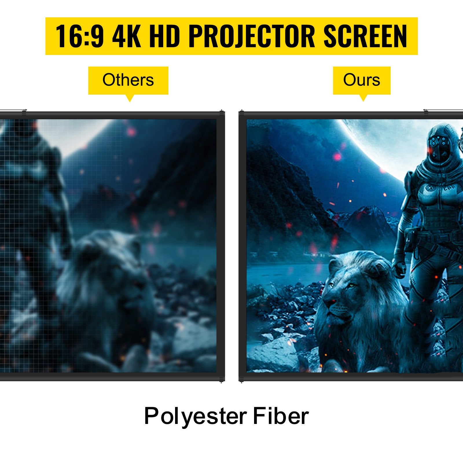 Tripod Projector Screen with Stand 70 inch 16:9 4K HD Projection Screen Stand Wrinkle-Free Height Adjustable V952-TYPMDZCY70169BAL0V0