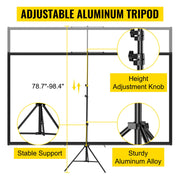 Tripod Projector Screen with Stand 70 inch 16:9 4K HD Projection Screen Stand Wrinkle-Free Height Adjustable V952-TYPMDZCY70169BAL0V0