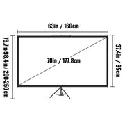 Tripod Projector Screen with Stand 70 inch 16:9 4K HD Projection Screen Stand Wrinkle-Free Height Adjustable V952-TYPMDZCY70169BAL0V0