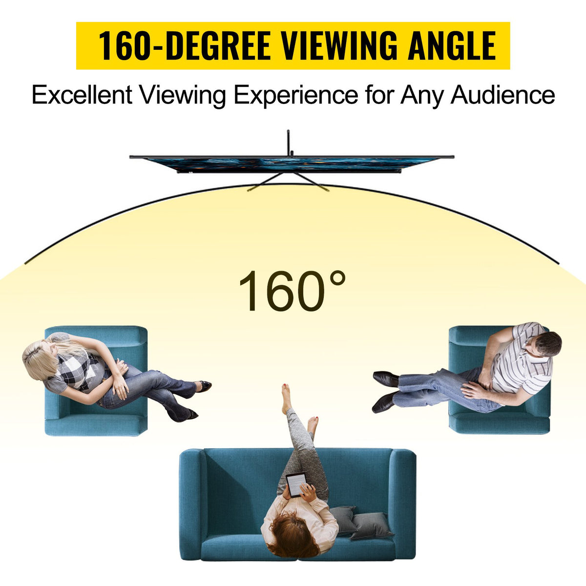 Tripod Projector Screen with Stand 80 inch 16:9 4K HD Projection Screen Stand Wrinkle-Free Height Adjustable V952-TYPMDZCY80169V6FXV0