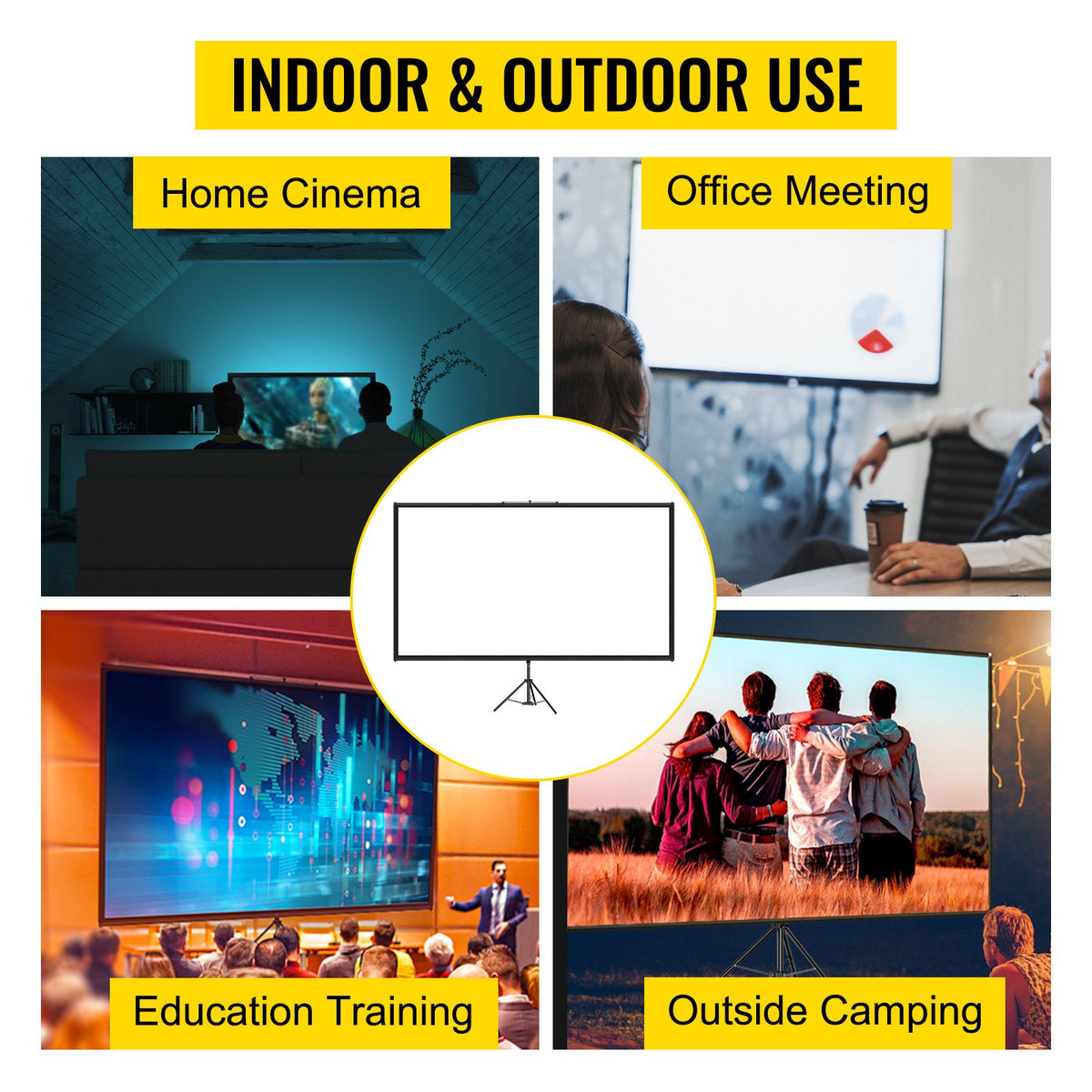 Tripod Projector Screen with Stand 80 inch 16:9 4K HD Projection Screen Stand Wrinkle-Free Height Adjustable V952-TYPMDZCY80169V6FXV0