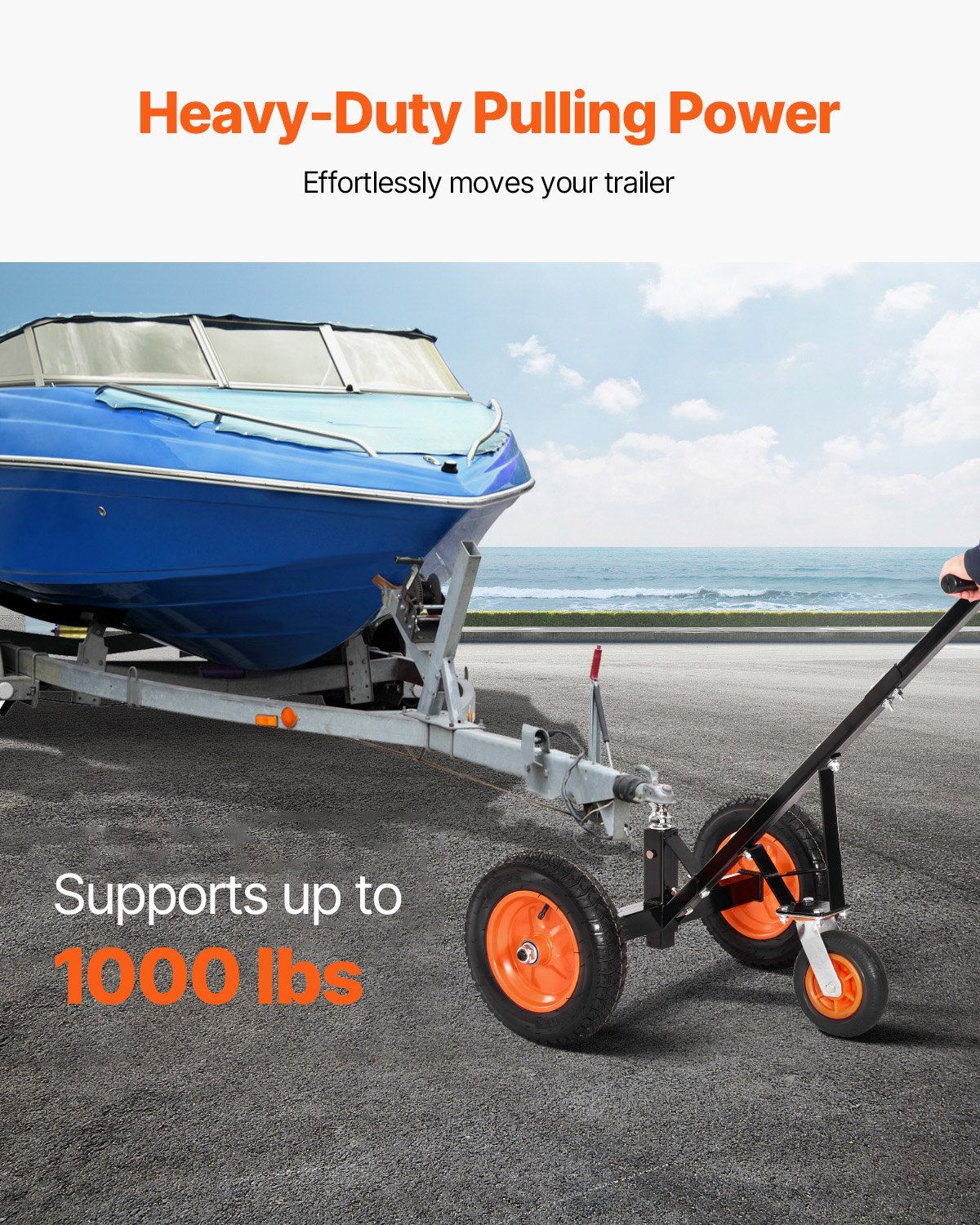 Trailer Dolly, 1000lbs Tongue Weight Capacity, Carbon Steel Trailer Mover with 2 inch Ball, 14 inch Pneumatic V952-TYSDQYC1000BJMKIYV0