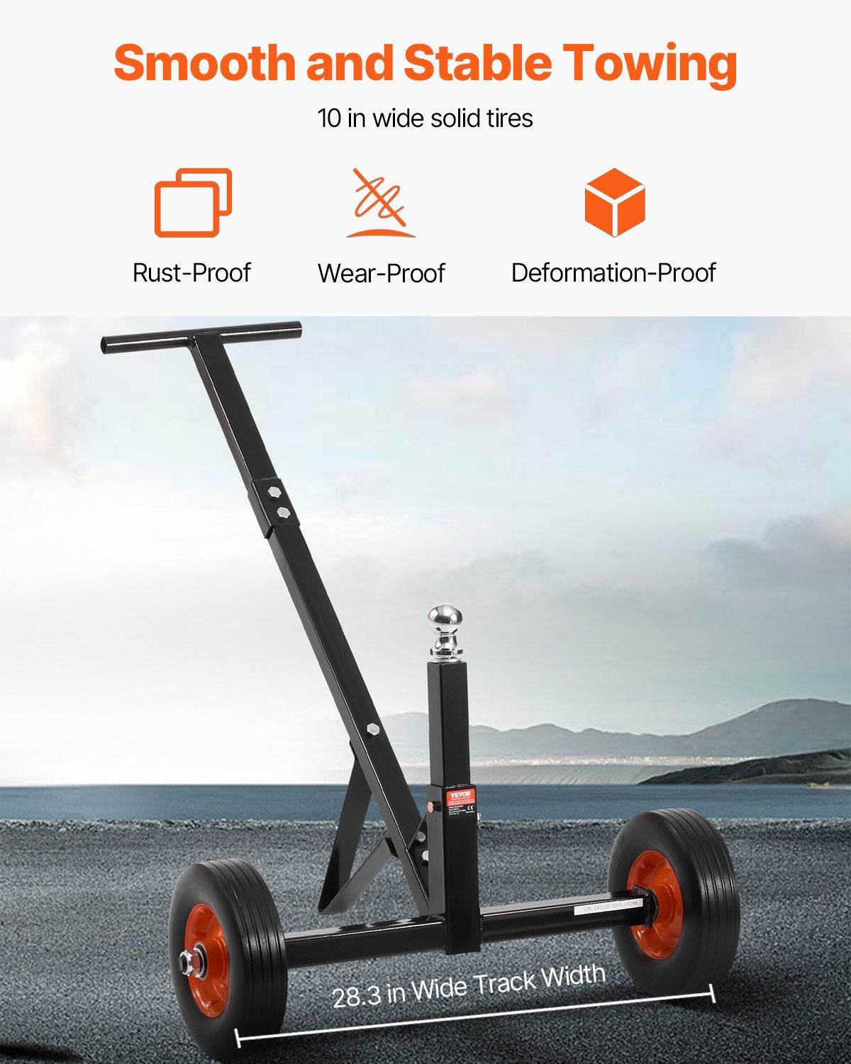 Trailer Dolly, 600lbs Tongue Weight Capacity, Carbon Steel Trailer Mover with 1-7/8 in Hitch Ball and 10 in V952-TYSDQYC600BHGRGNOV0