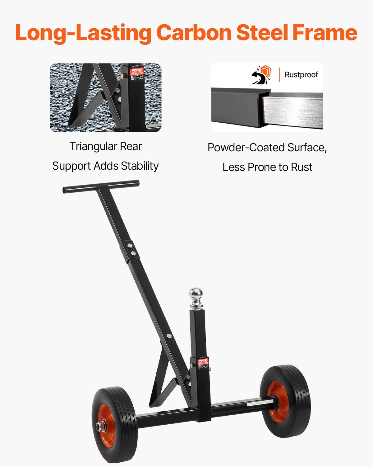 Trailer Dolly, 600lbs Tongue Weight Capacity, Carbon Steel Trailer Mover with 1-7/8 in Hitch Ball and 10 in V952-TYSDQYC600BHGRGNOV0