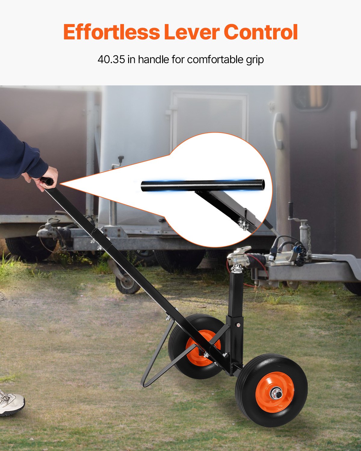 Trailer Dolly, 600lbs Tongue Weight Capacity, Carbon Steel Trailer Mover with 1-7/8 in Hitch Ball and 10 in V952-TYSDQYC600BHGRGNOV0