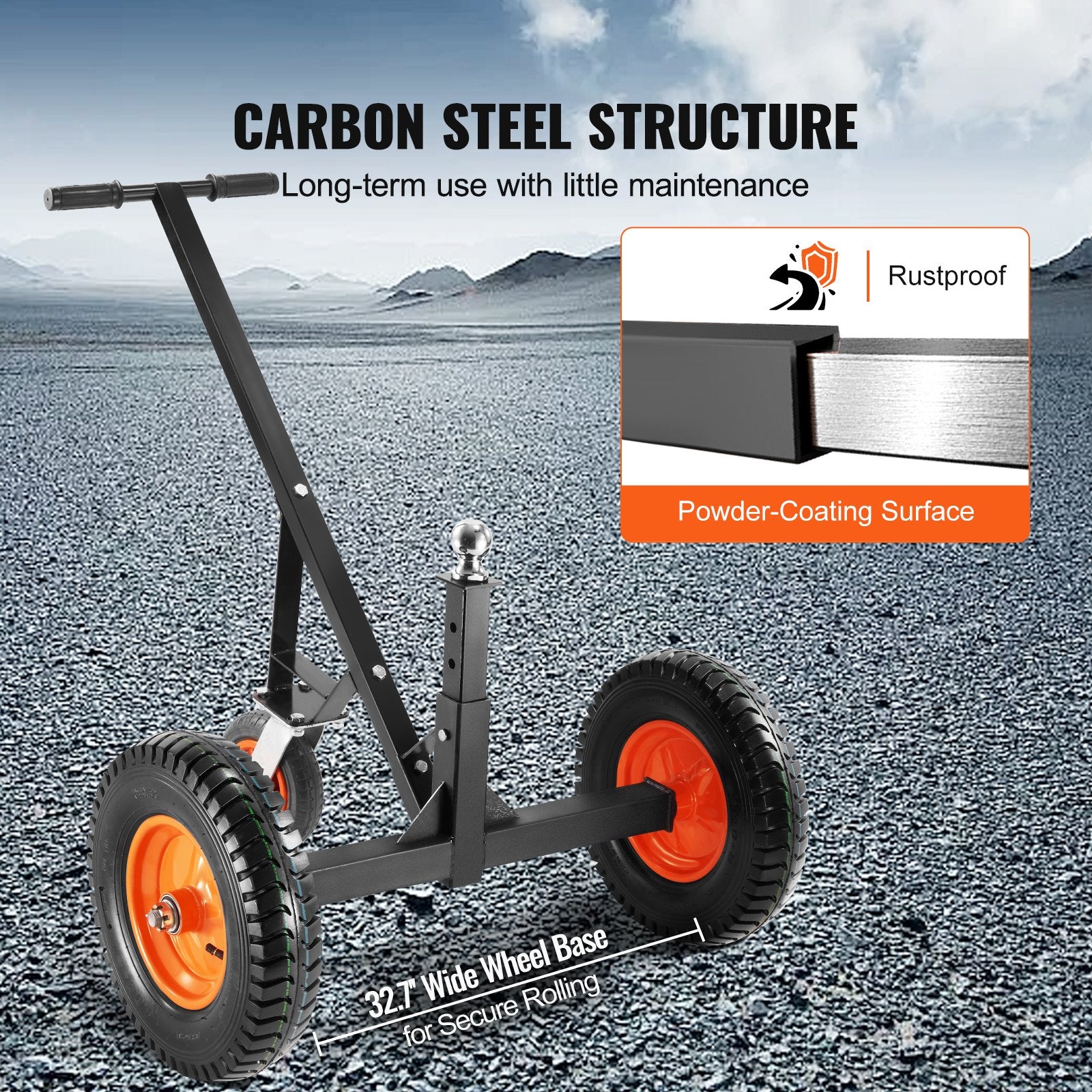 Adjustable Trailer Dolly, 1000lbs Tongue Weight Capacity, Carbon Steel Trailer Mover with 19''-26'' V952-TYSDQYCB10003IOSUV0