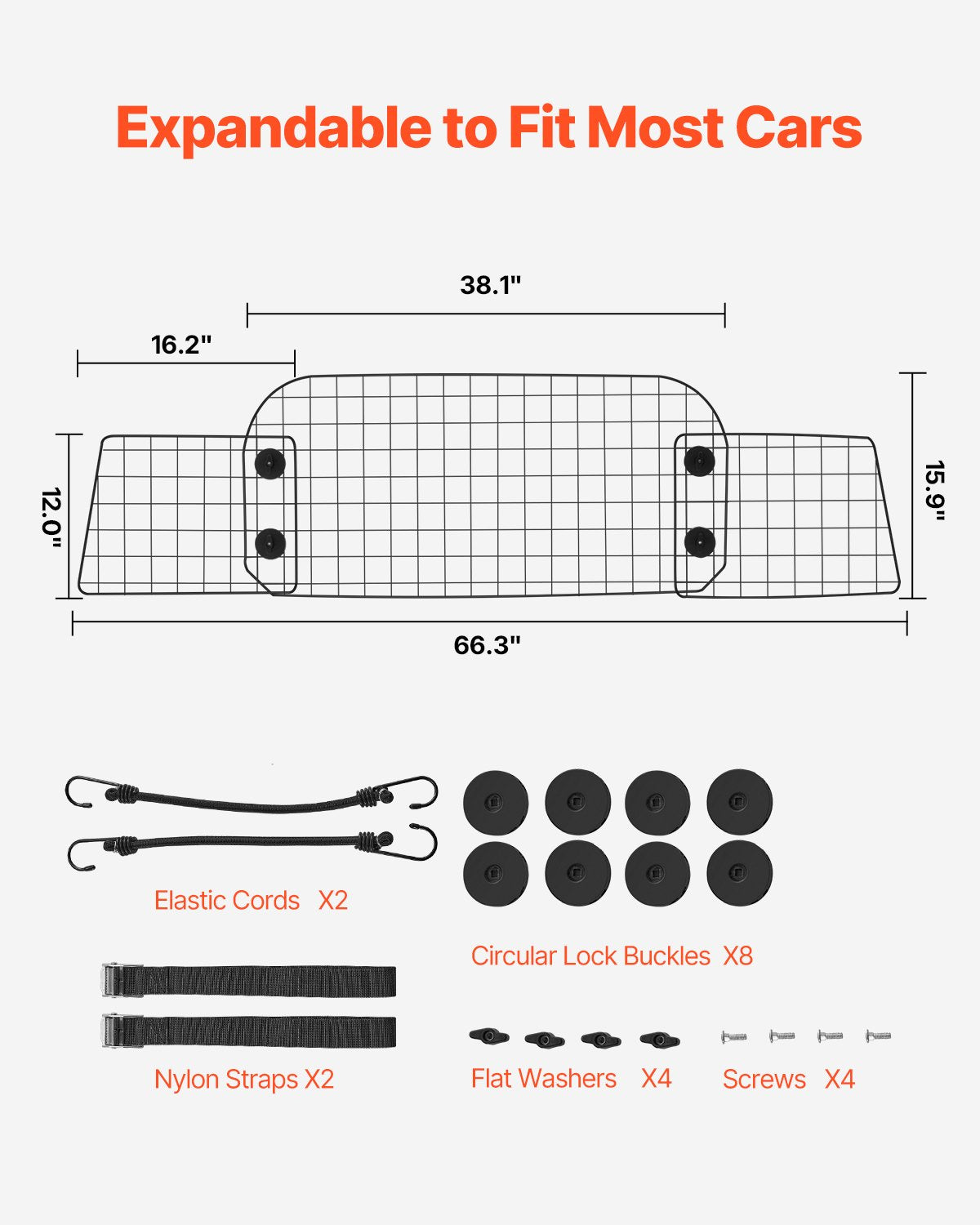Dog Car Barrier, 96.5-168.5cm Adjustable Car Divider for Trunk Cargo Area, Universal-Fit Back Seat Heavy-Duty V952-TYTYHPTZJSCWHSP7AV0