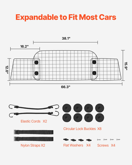 Dog Car Barrier, 96.5-168.5cm Adjustable Car Divider for Trunk Cargo Area, Universal-Fit Back Seat Heavy-Duty V952-TYTYHPTZJSCWHSP7AV0