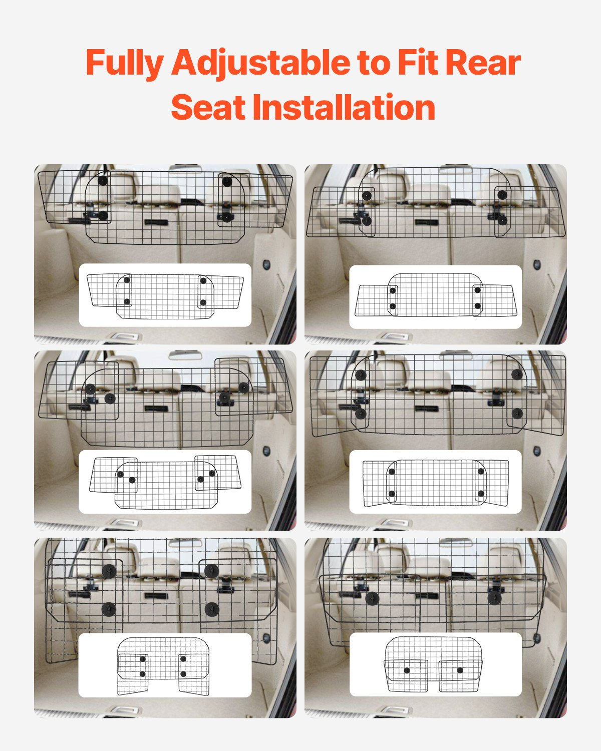 Dog Car Barrier, 96.5-168.5cm Adjustable Car Divider for Trunk Cargo Area, Universal-Fit Back Seat Heavy-Duty V952-TYTYHPTZJSCWHSP7AV0
