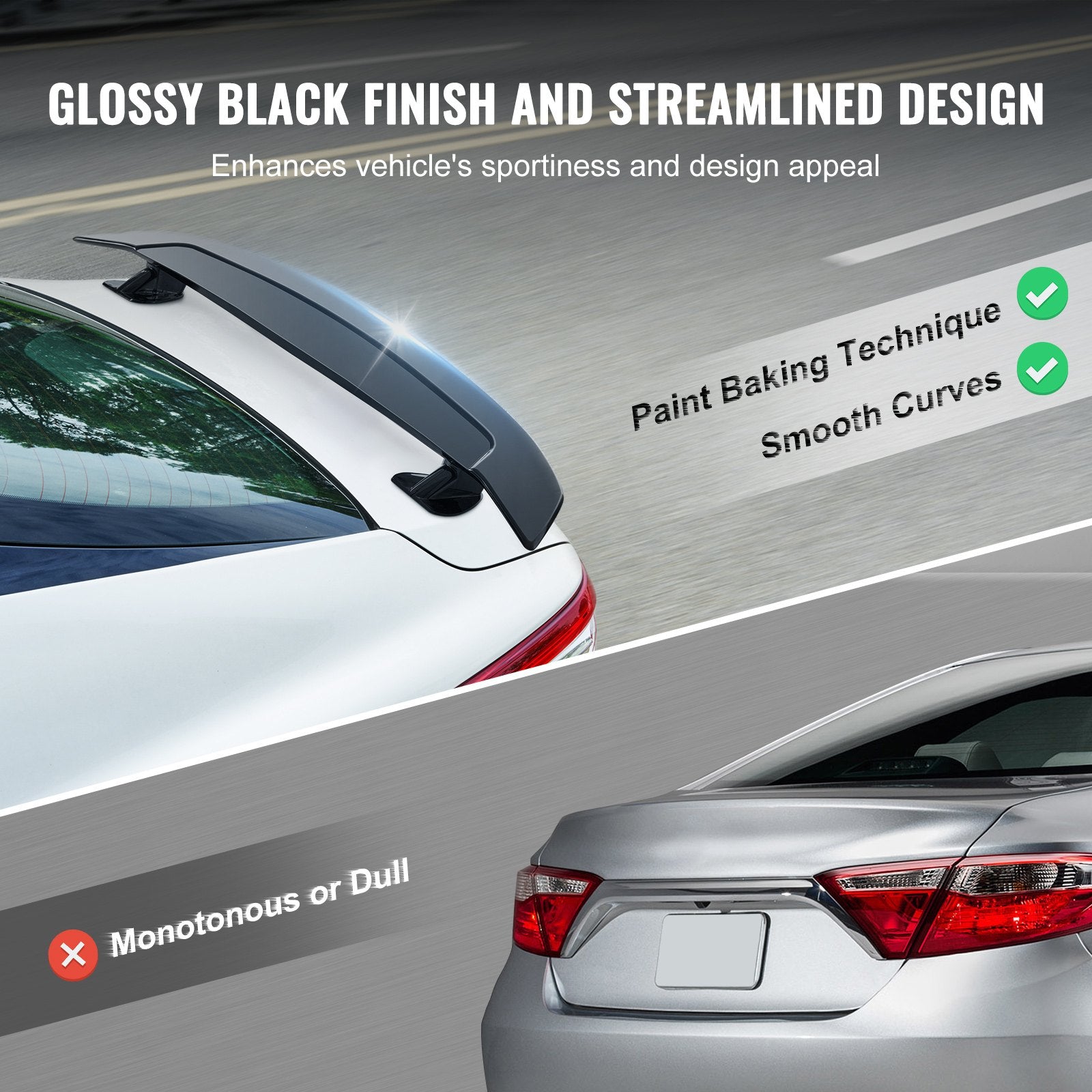 Universal Rear Spoiler 46.3'' GT Style Trunk Wing for Sedans and Coupes V952-TYXWYABS46INXC430V0