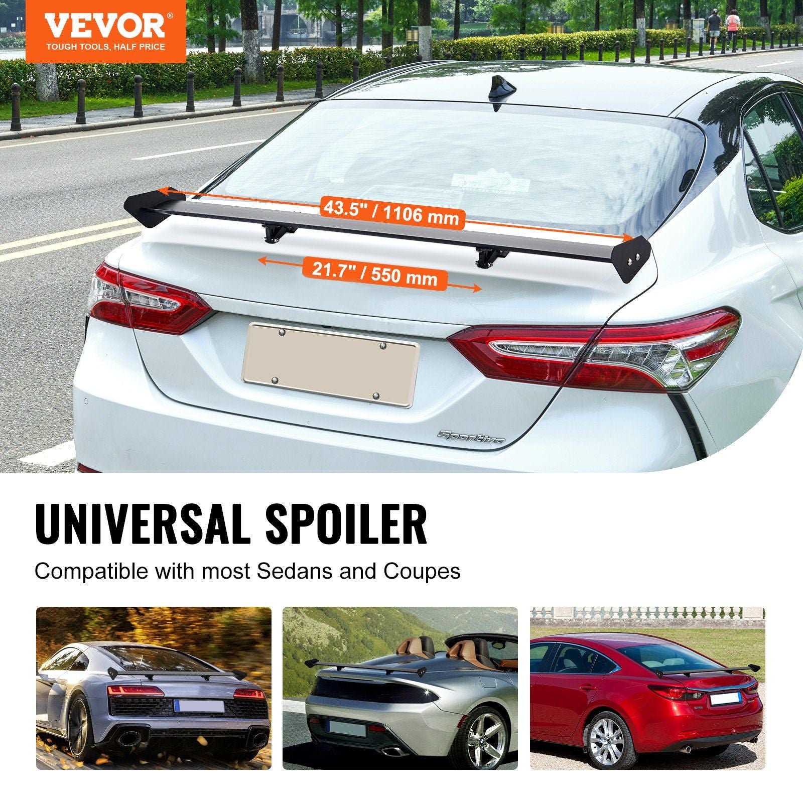 GT Wing Car Spoiler, 43.3 inch Universal Spoiler with Single Deck, Adjustable Lightweight Aluminum, Car Rear V952-TYXWYLHJLHJDFLMB1V0