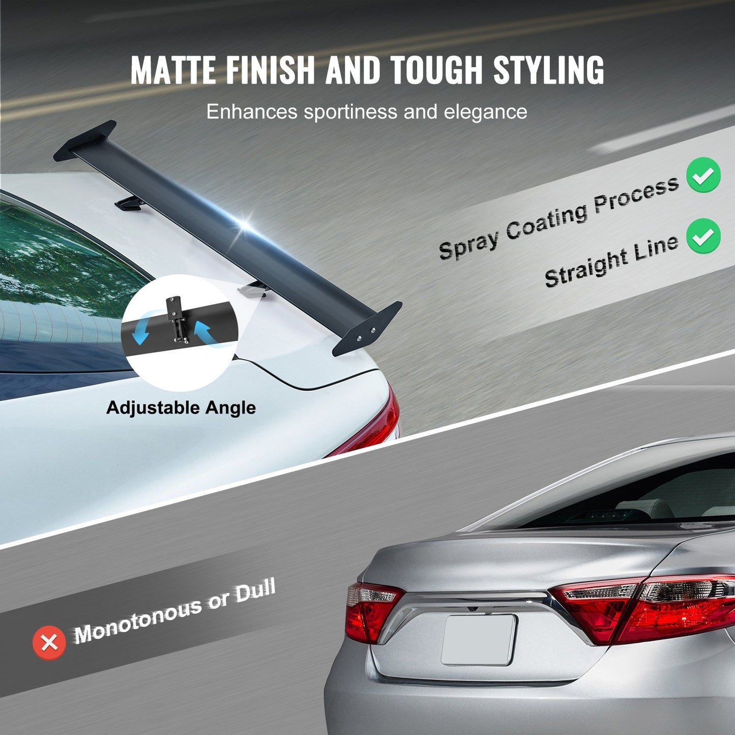 GT Wing Car Spoiler, 43.3 inch Universal Spoiler with Single Deck, Adjustable Lightweight Aluminum, Car Rear V952-TYXWYLHJLHJDFLMB1V0