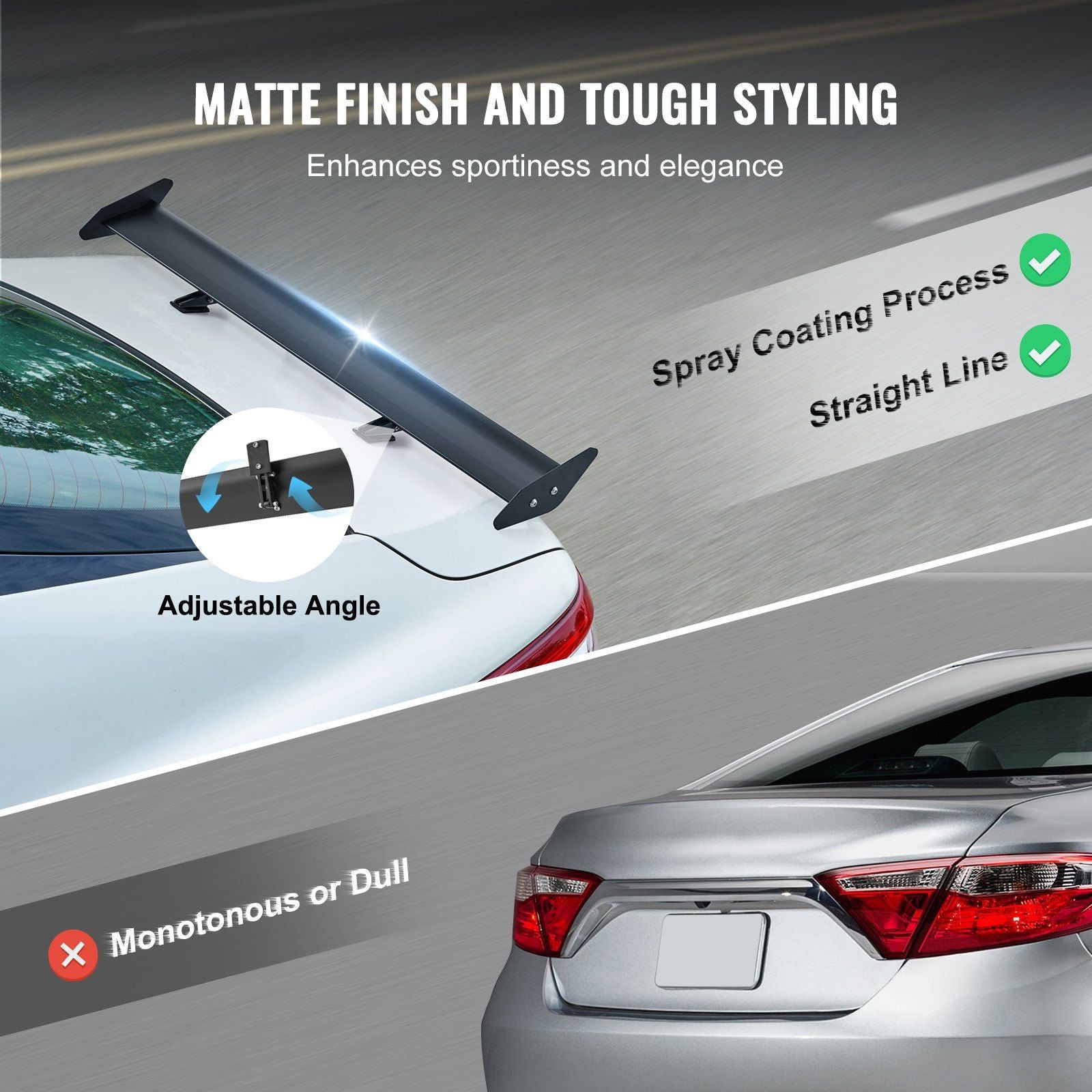 GT Wing Car Spoiler, 43.3 inch Universal Spoiler with Single Deck, Adjustable Lightweight Aluminum, Car Rear V952-TYXWYLHJLHJDFLMB1V0
