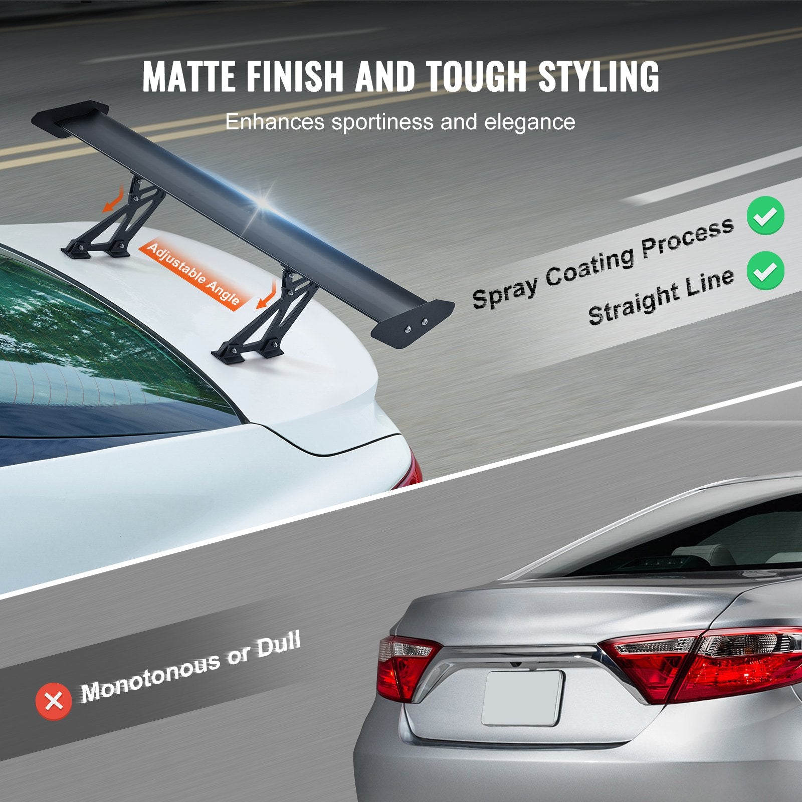 GT Wing Car Spoiler, 43.3 inch Universal Spoiler with Single Deck, Adjustable Lightweight Aluminum, Car Rear V952-TYXWYLHJLHJDSCP2HV0