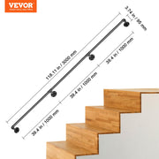 Pipe Stair Handrail, 3m Staircase Handrail, 200KG Load Capacity Carbon Steel Pipe Handrail, Industrial Pipe V952-TZBGSLTFSGY10E0RRV0