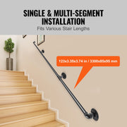Pipe Stair Handrail, 11FT Staircase Handrail, 440LBS Load Capacity Carbon Steel Pipe Handrail, Industrial V952-TZBGSLTFSGY11V3QFV0
