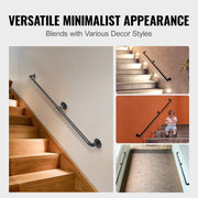 Pipe Stair Handrail Staircase Handrail 4 FT Carbon Steel for Wall Mount V952-TZBGSLTFSGYG4DWRPV0