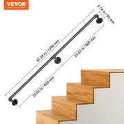 Pipe Stair Handrail Staircase Handrail 4 FT Carbon Steel for Wall Mount V952-TZBGSLTFSGYG4DWRPV0