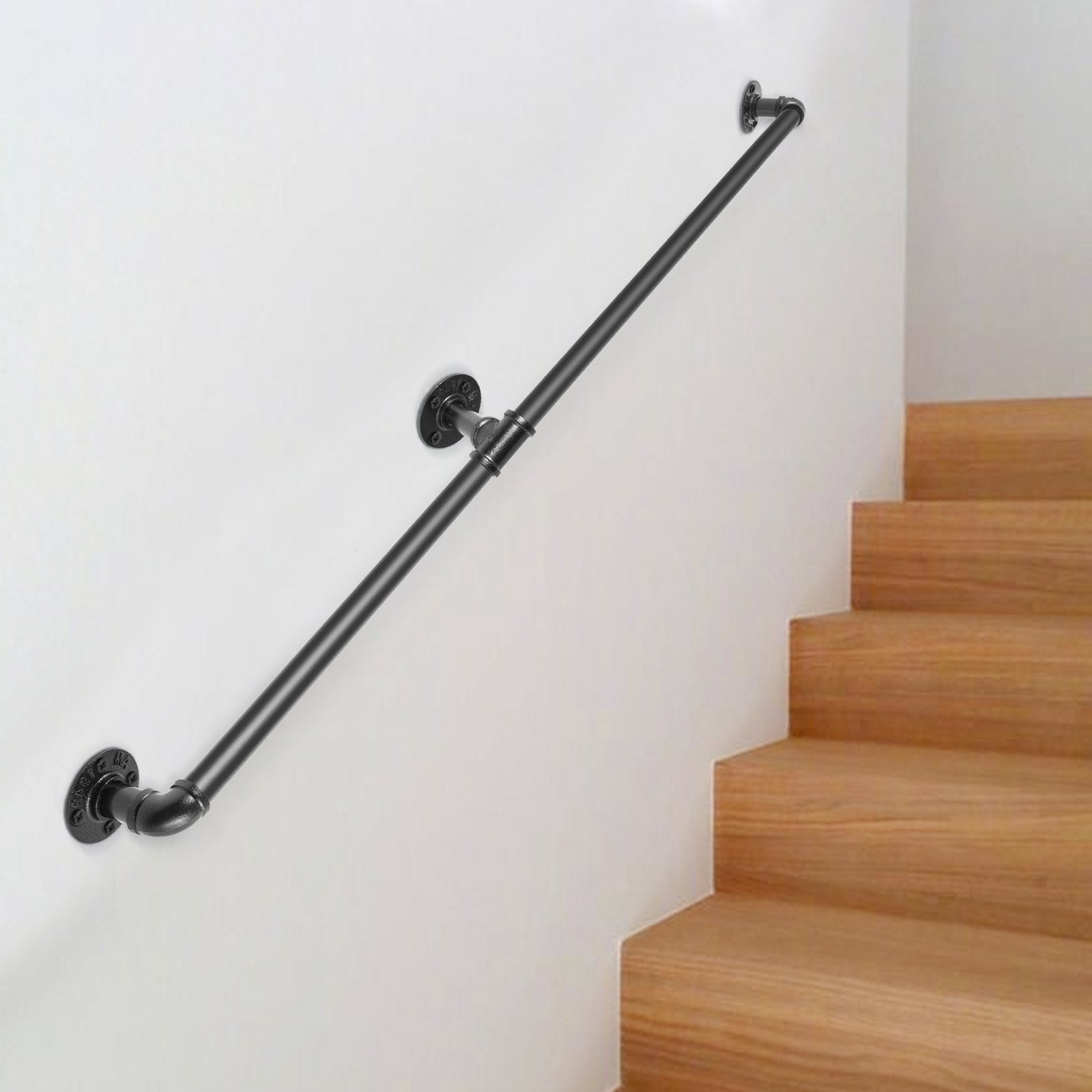 Pipe Stair Handrail Staircase Handrail 4 FT Carbon Steel for Wall Mount V952-TZBGSLTFSGYG4DWRPV0