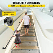 Pipe Stair Handrail, 9FT Staircase Handrail, 440LBS Load Capacity Carbon Steel Pipe Handrail, Industrial Pipe V952-TZBGSLTFSGYG9VDEUV0