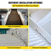 Pipe Stair Handrail, 9FT Staircase Handrail, 440LBS Load Capacity Carbon Steel Pipe Handrail, Industrial Pipe V952-TZBGSLTFSGYG9VDEUV0