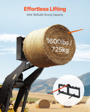 49" Hay Spear, Bale Spears 726kg Loading Capacity, Skid Steer Loader Tractor Attachment with 2pcs 17.5" V952-TZCZS12ZHZ491U79BV0