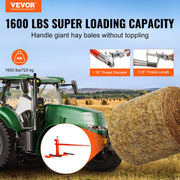 49" Hay Spear, Bale Spears 726kg Loading Capacity, Three-Point Hitch Tractor Attachment with 2pcs 17.5" V952-TZCZS49INCHSCWHSBV0