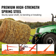 49" Hay Spear, Bale Spears 726kg Loading Capacity, Three-Point Hitch Tractor Attachment with 2pcs 17.5" V952-TZCZS49INCHSCWHSBV0