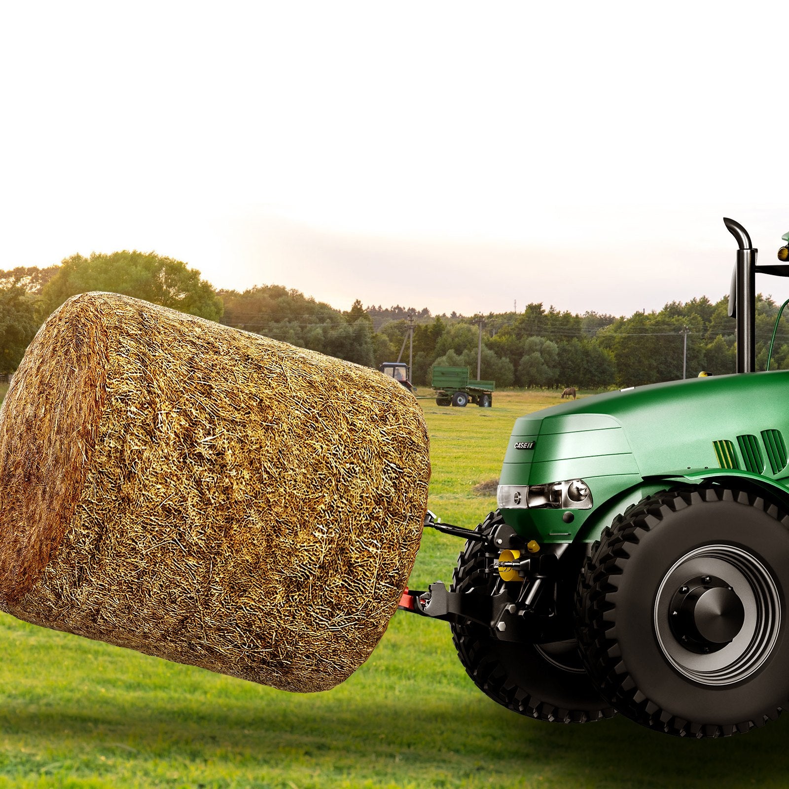 49" Hay Spear, Bale Spears 726kg Loading Capacity, Three-Point Hitch Tractor Attachment with 2pcs 17.5" V952-TZCZS49INCHSCWHSBV0