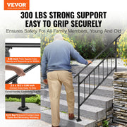 Iron Handrail Stair Railing Hand Rail Kit 1-4 Steps Outdoor Black w/ Bars V952-TZFGZXSLZFSD4JWFNV0