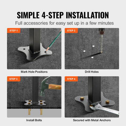 Iron Handrail Stair Railing Hand Rail Kit 1-4 Steps Outdoor Black w/ Bars V952-TZFGZXSLZFSD4JWFNV0
