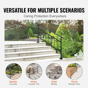Iron Handrail Stair Railing Hand Rail Kit 1-4 Steps Outdoor Black w/ Bars V952-TZFGZXSLZFSD4JWFNV0