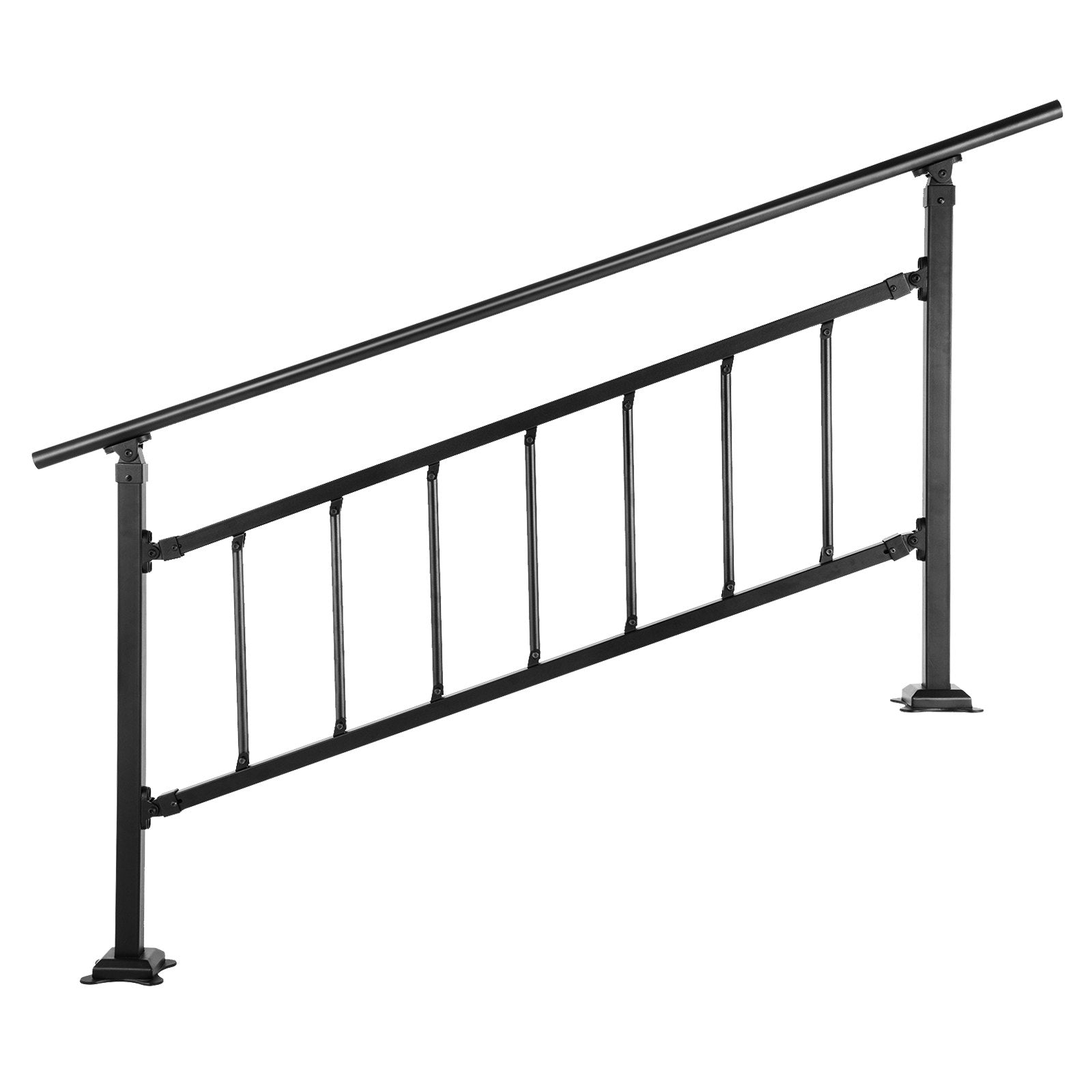 Iron Handrail Stair Railing Hand Rail Kit 1-4 Steps Outdoor Black w/ Bars V952-TZFGZXSLZFSD4JWFNV0