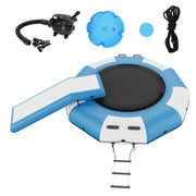 Inflatable Water Bouncer, 10ft Recreational Water Trampoline, Portable Bounce Swim Platform with Slide, V952-TZKSSBCTZK10RJUKJV3